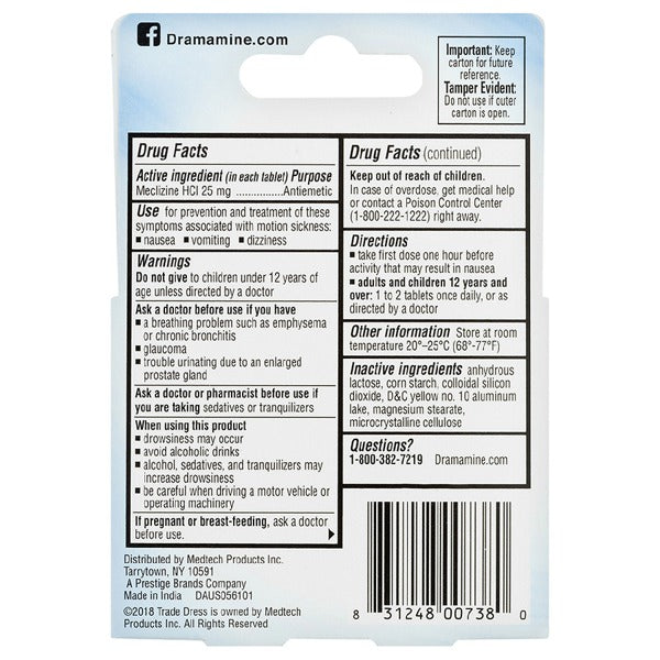 DRAMAMINE-N TB 25MG 10 LG-LST