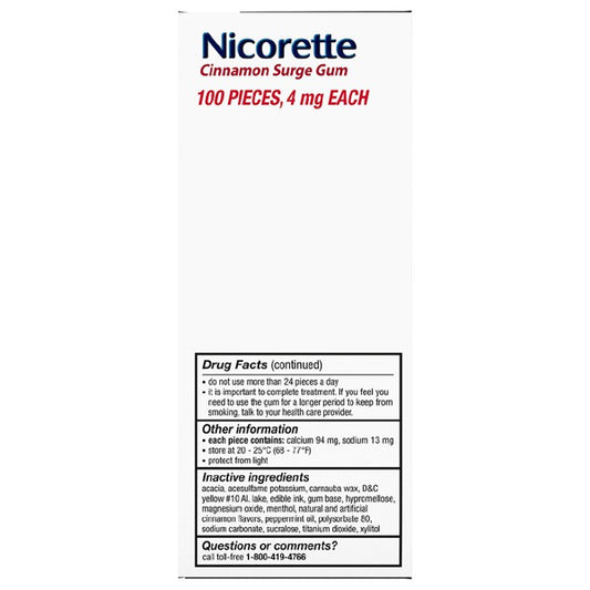 NICORETTE 4 MG CINNAMON GUM 100CT