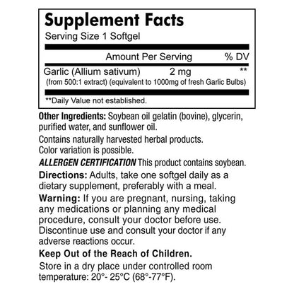 MASON NATURALS GARLIC OIL 500MG ODORLESS