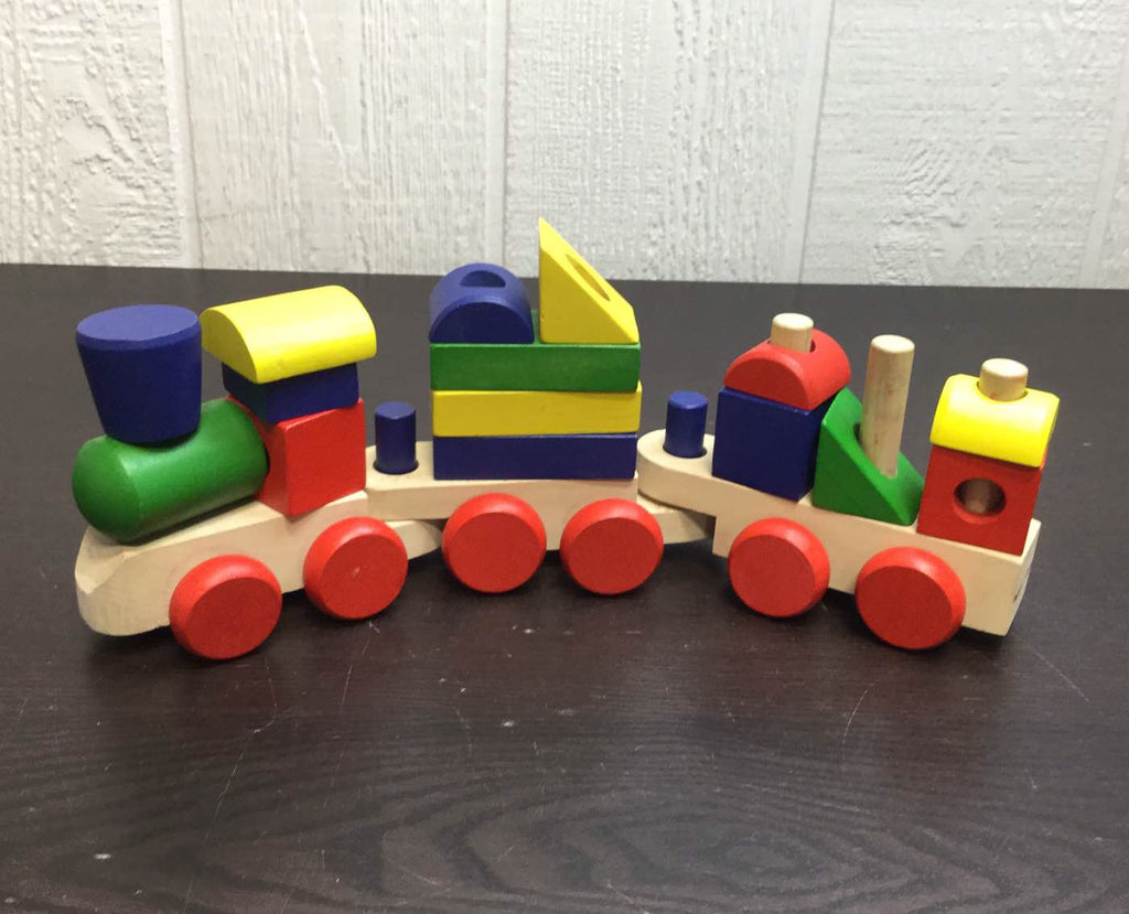 Melissa & Doug Wooden Stacking Train Learning Toy Vehicle