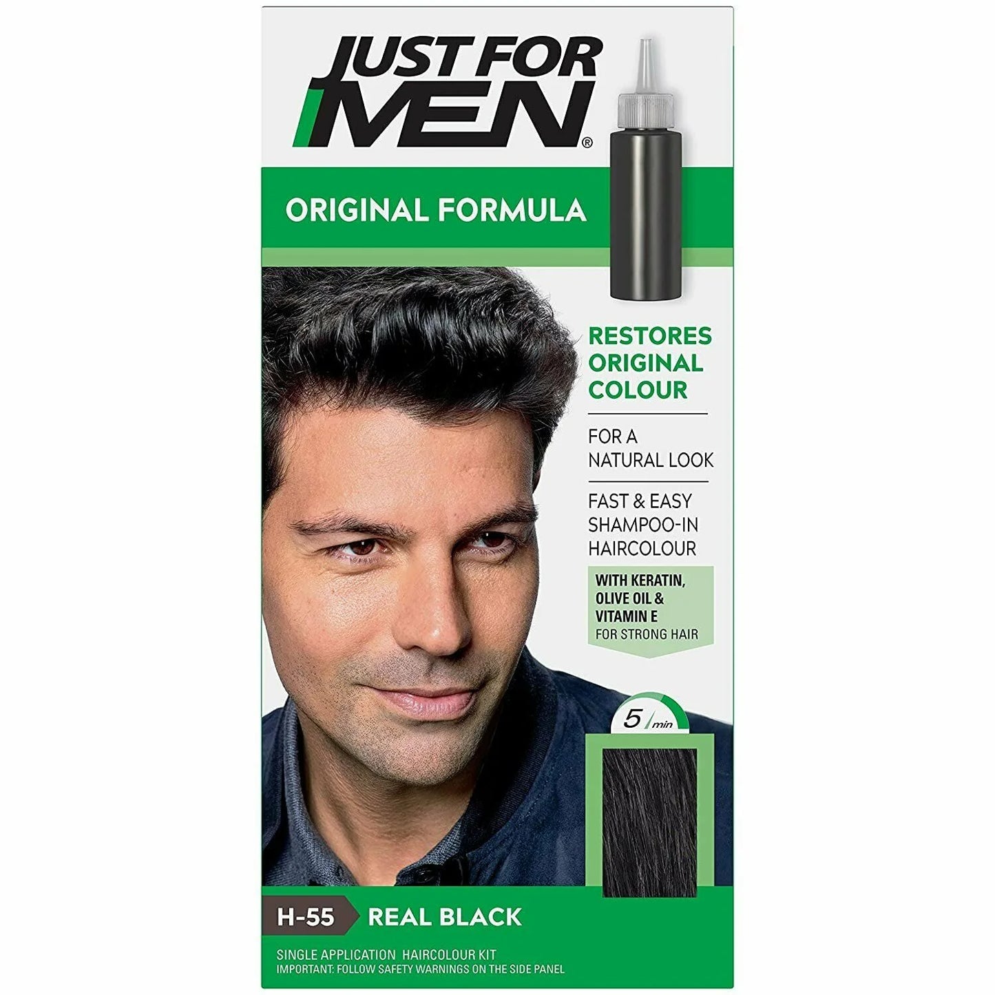 Just For Men Shampoo-In Color Gray Hair Coloring for Men - H-60 Jet Black