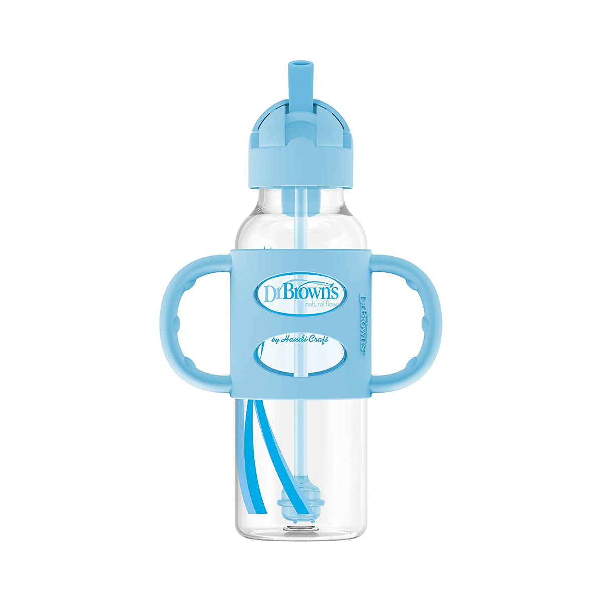 Dr Brown's Milestones Narrow Sippy Bottle with Silicone Handles & Soft Spout - Gray, 8 oz