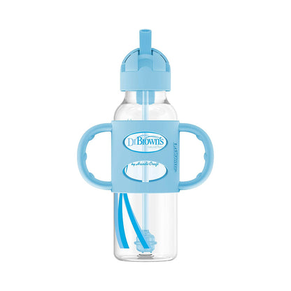 Dr Brown's Milestones Narrow Sippy Bottle with Silicone Handles & Soft Spout - Gray, 8 oz