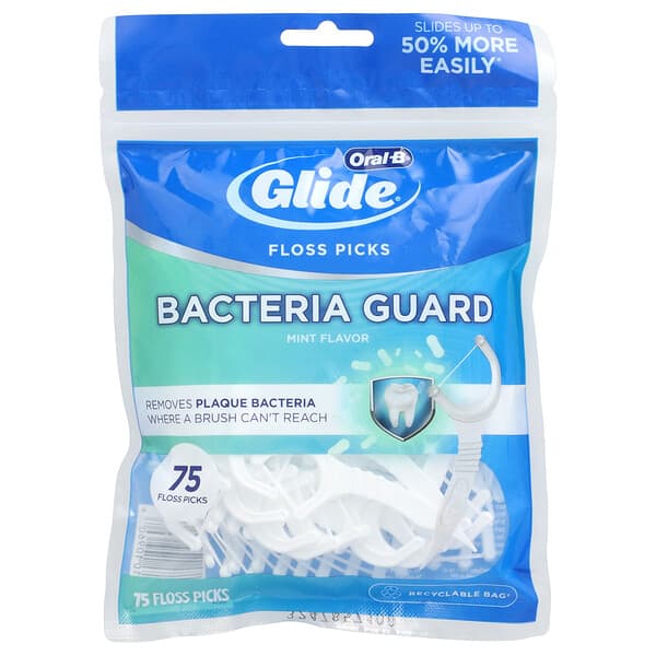 Oral-B Glide Floss Picks Bacteria Guard Mint 75 Count