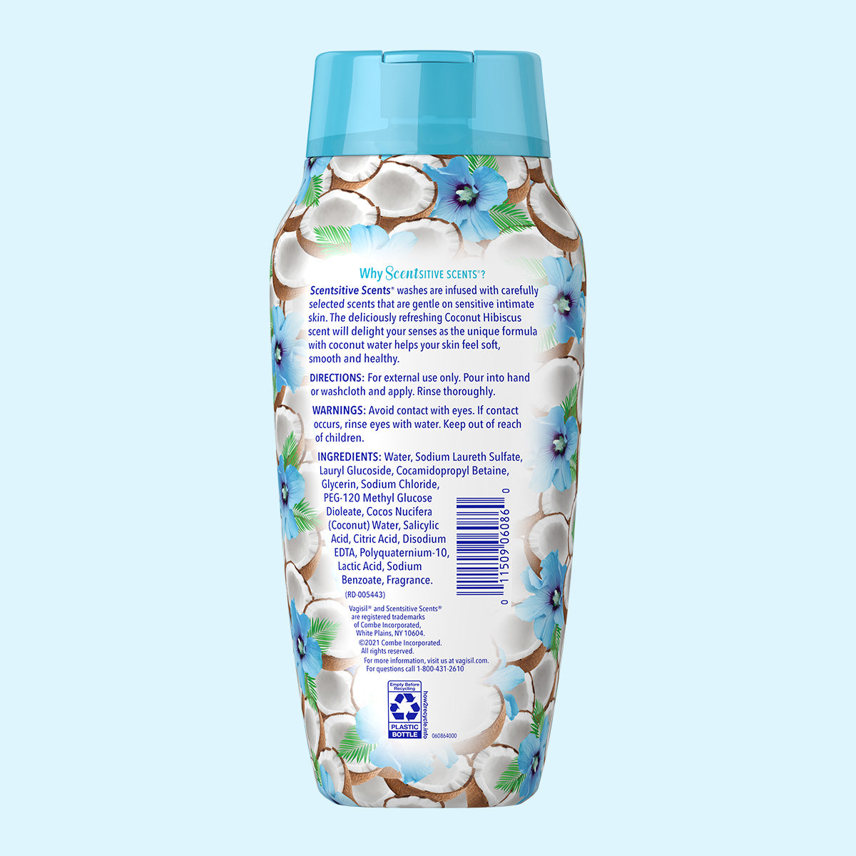 Vagisil Wash Scentsitive Scents Coconut Hibiscus 12oz