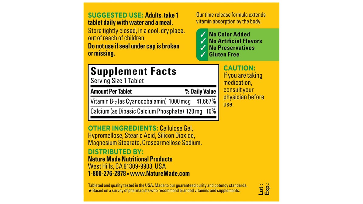 NAT B VITAMIN B12 TB 1000MCG 60