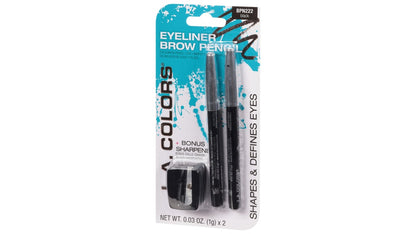L.A. Colors 2-Piece Eyeliner/Brow Pencil with Sharpener, Black