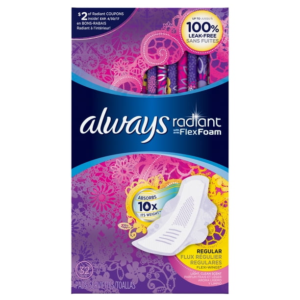 ALWAYS RADIANT WRAPPED REG LNR PAD 6X48