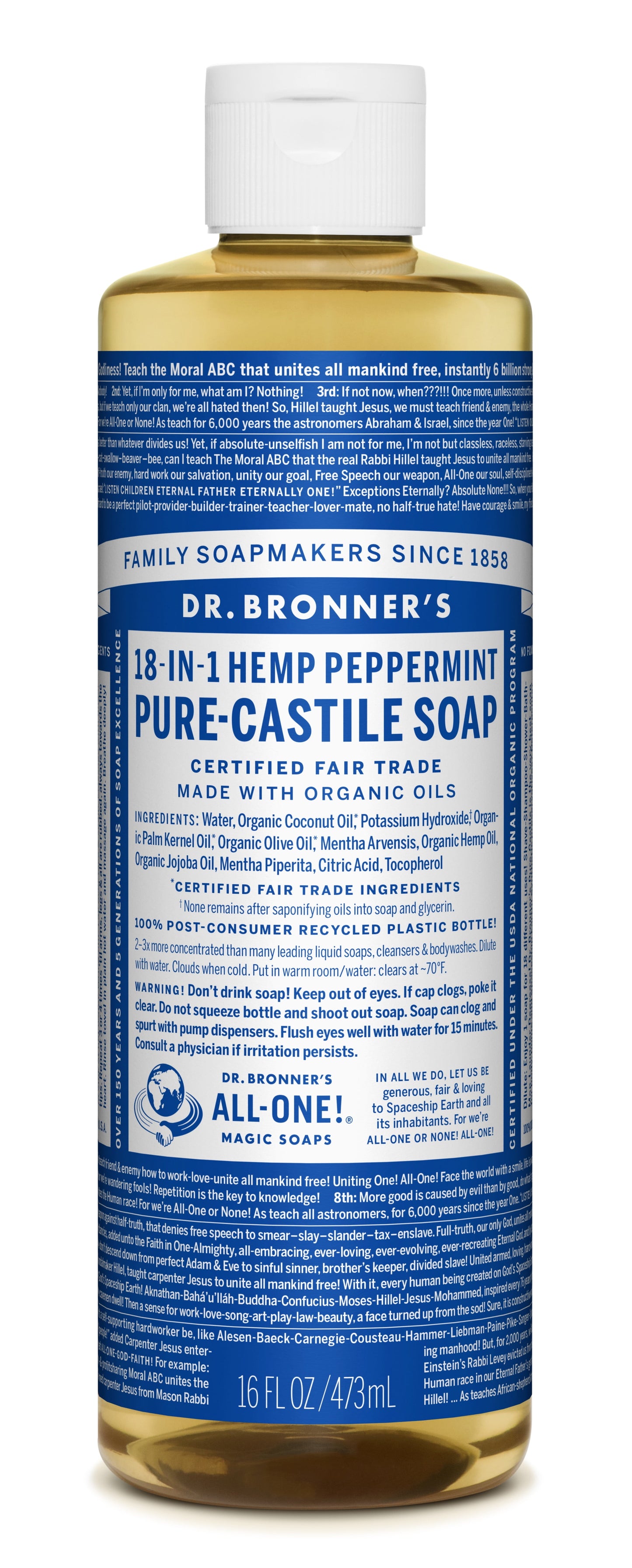 DR. BRONNER'S Magic Pure Castile Liquid Soap - Peppermint, 2 oz