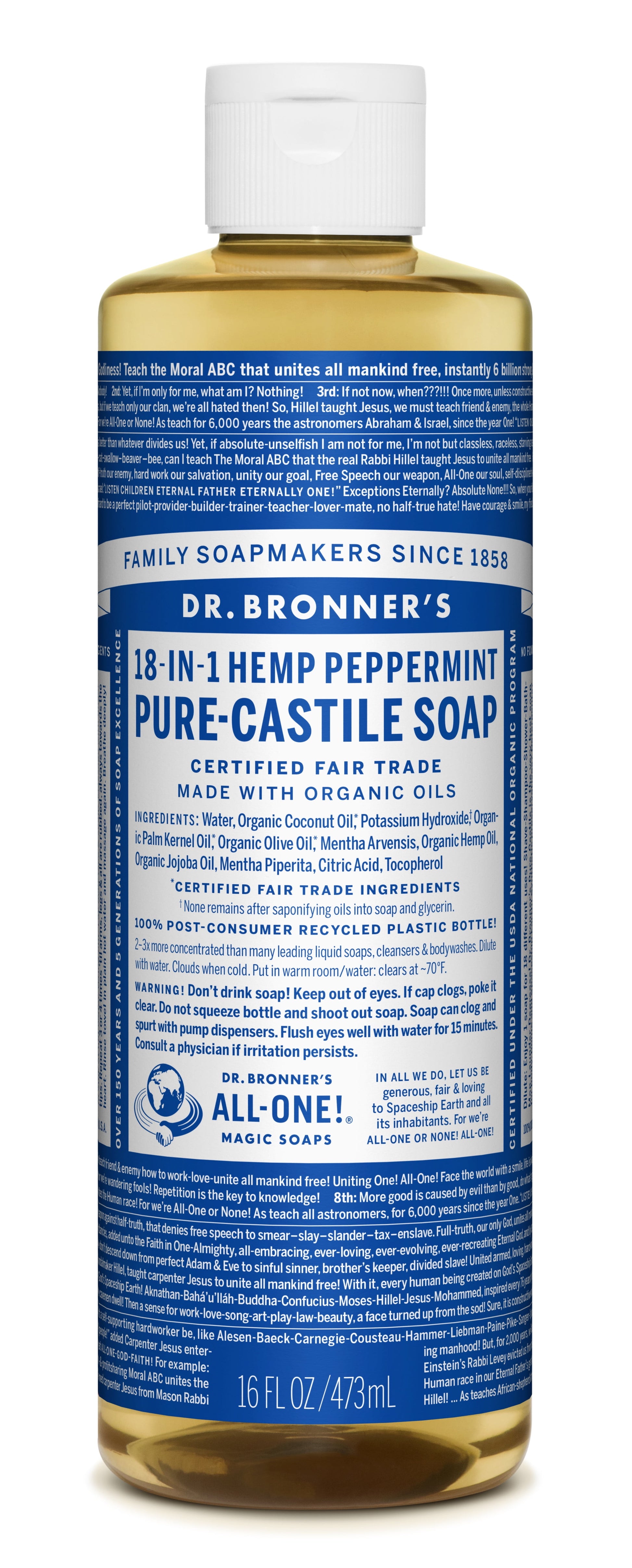 DR. BRONNER'S Magic Pure Castile Liquid Soap - Peppermint, 2 oz