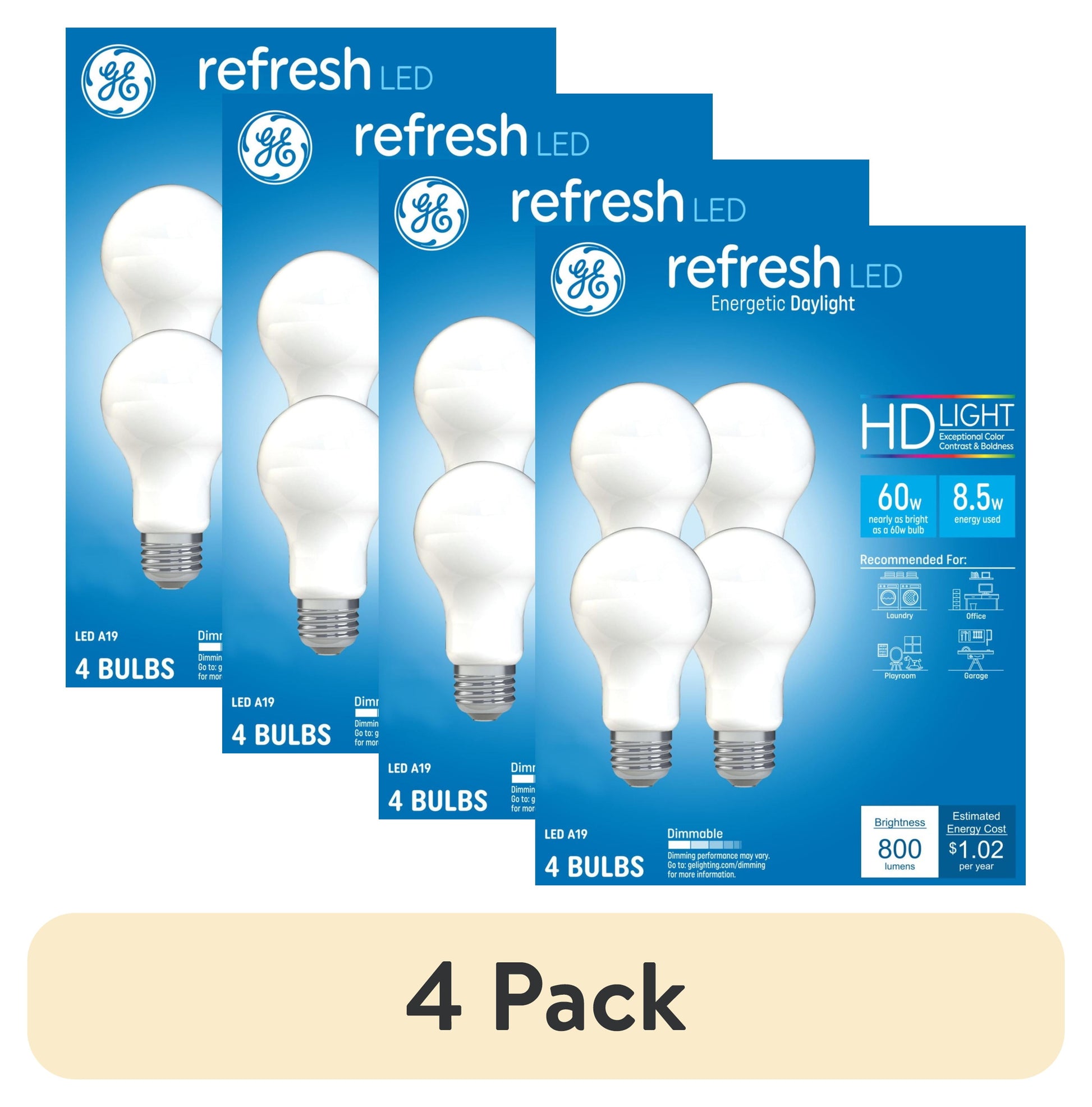 GE Lighting Refresh HD LED Light Bulbs, 60 Watt, Daylight, Decorative Bulbs, Clear, Small Base, 2 Pack
