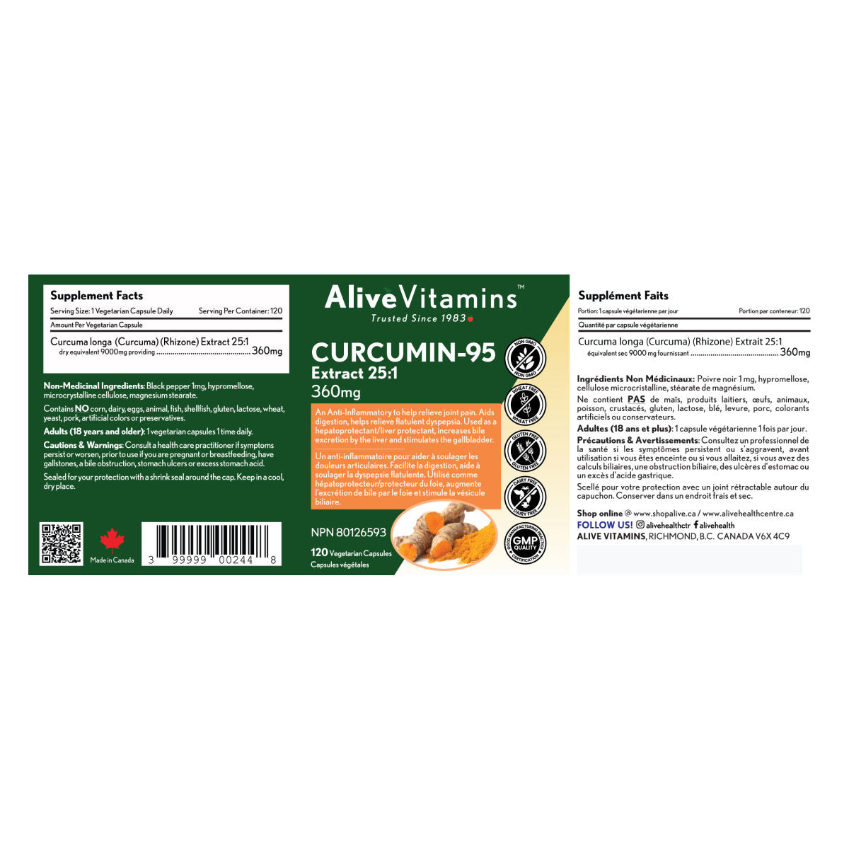 CURCUMIN 95 500MG CAP 45CT 21ST CENT