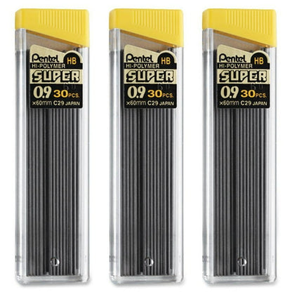 Super Hi-Polymer Lead Refill (0.9mm) Thick, HB, 30 pcs/Tube 1-Pk