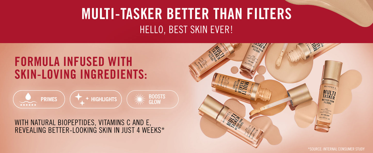 Rimmel London Multi Tasker Better Than Filters 3-in-1 Primer, Highlighter + Glow Booster - 001 Fair
