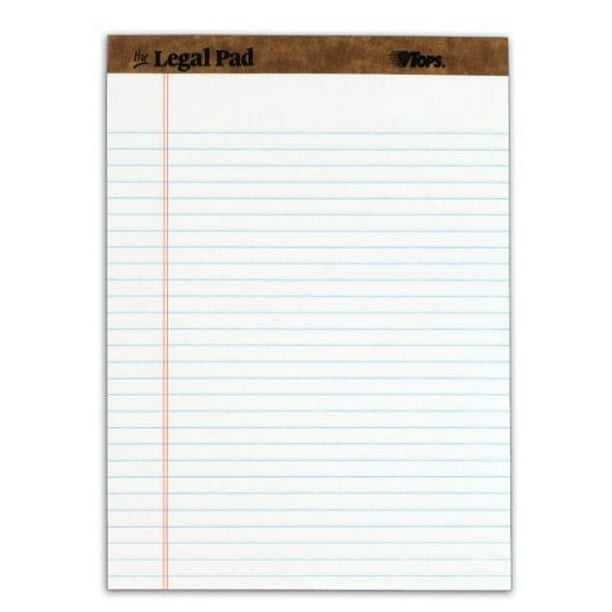 TOPS™ The Legal Pad Writing Pads, Legal Rule, White Paper, 50 Sheets, 3 Pack