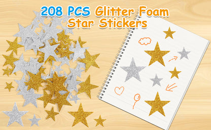 ArtSkills Self Adhesive Glitter Star Shaped Foam Stickers, 60 count