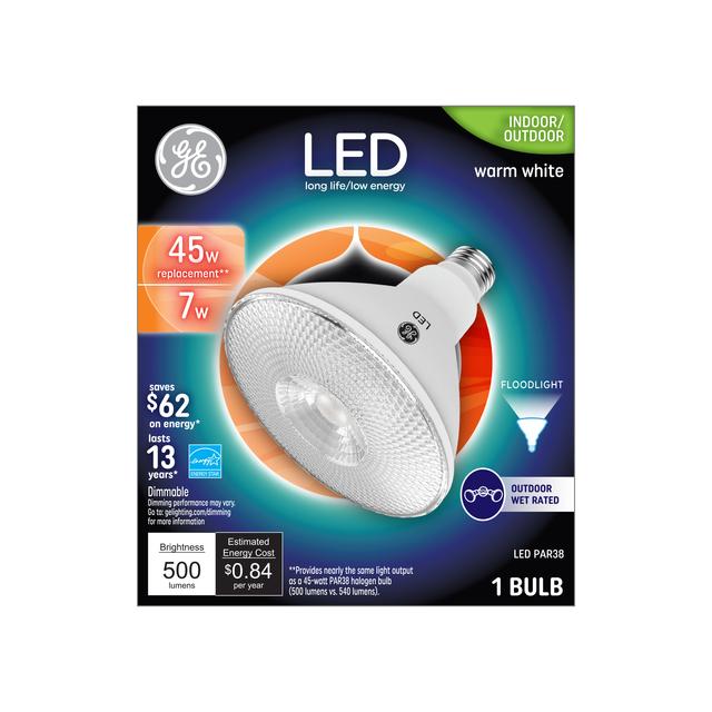 GE Lighting LED Light Bulb, 45 Watt Replacement, Warm White, PAR38 Outdoor Floodlight Bulbs, 1 Pack
