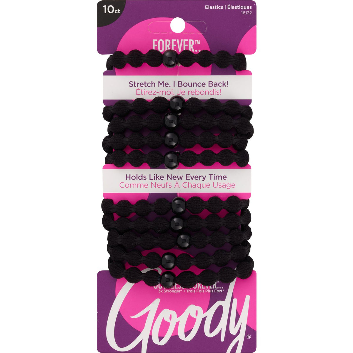Goody Total Texture Super Stretch Hair Elastics - Black, 15 count