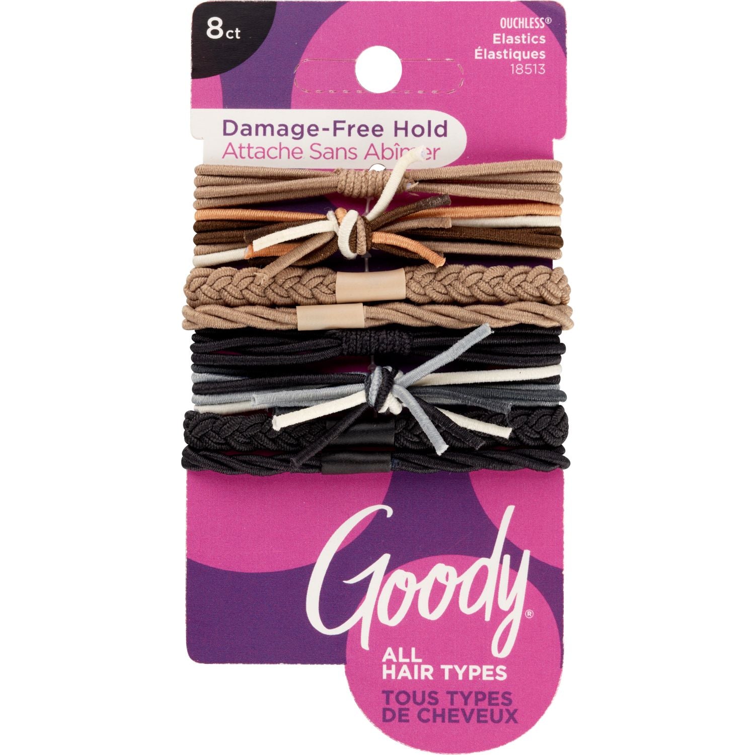 Goody Thick Hair Sweater Elastics - Assorted Browns, 8 count