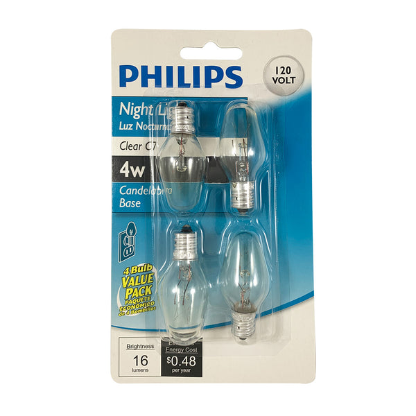 GE 4W C7 Night Light Incandescent Light Bulb White (4-Pack)