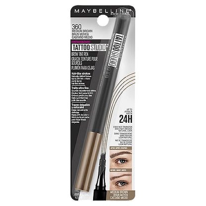MAYBELLINE New York Tattoo Studio Brow Tint Pen Up To 24 Hr Wear, 360 Medium Brown, 0.34 oz
