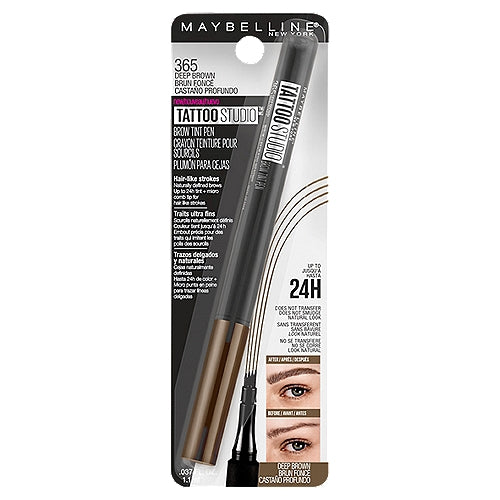 MAYBELLINE New York Tattoo Studio Brow Tint Pen Up To 24 Hr Wear, 365 Deep Brown, 0.34 oz