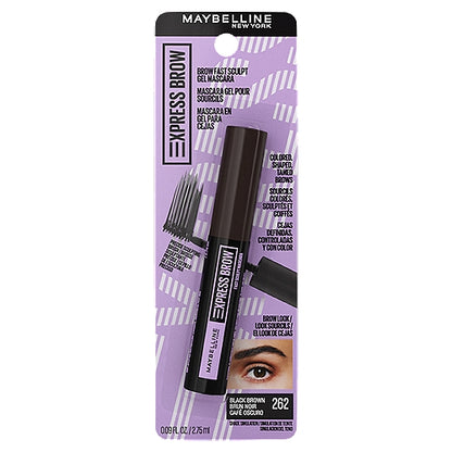 MAYBELLINE New York Express Brow Fast Sculpt Gel Brow Mascara, 262 Black Brown, 0.09 oz
