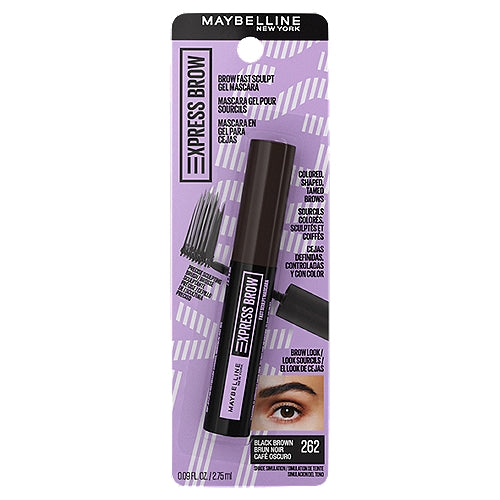 MAYBELLINE New York Express Brow Fast Sculpt Gel Brow Mascara, 262 Black Brown, 0.09 oz
