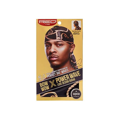 Kiss Red Durag Bow Wow Power Wave Xtrm Shine Silky Blk(6in)