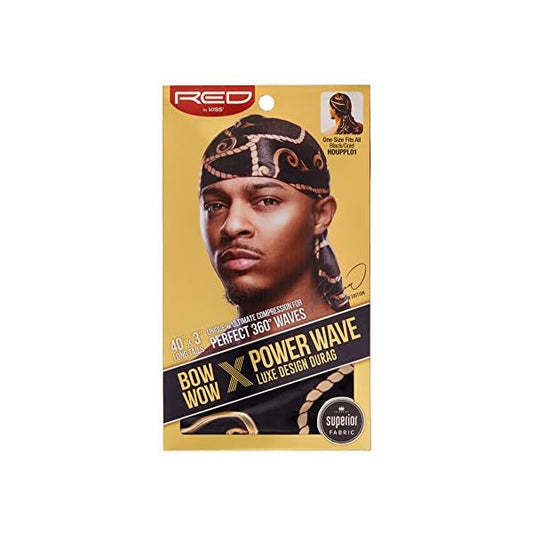 Kiss Red Durag Bow Wow Power Wave Xtrm Shine Silky Blk(6in)