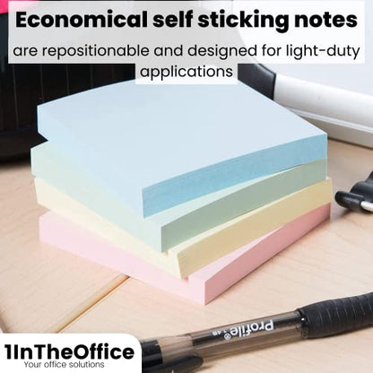 CLi Sticky Notes, 3" x 3" - Assorted Pastels, 4 pads