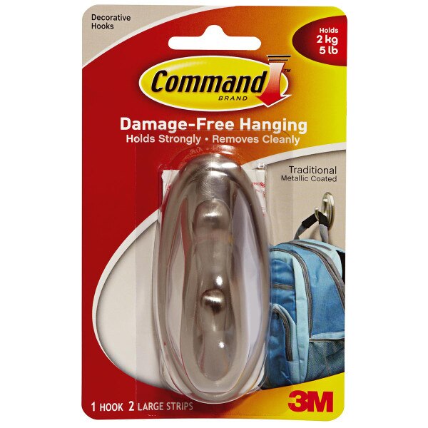 Command Large Sized Traditional Decorative Hook - Brushed Nickel
