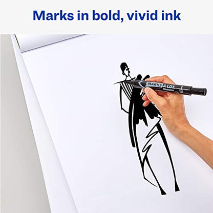 Avery Marks-A-Lot Permanent Markers, Regular Desk-Style Size, Chisel Tip, Black, 2 Count