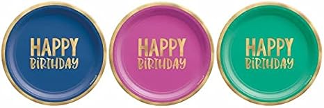 Unique Patterned Round 9" Paper Plates - Dots & Stars Birthday, 8 count
