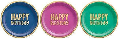 Unique Patterned Round 9" Paper Plates - Dots & Stars Birthday, 8 count