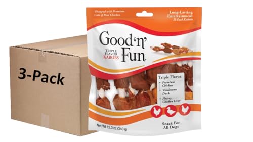 Good 'n' Fun Triple Flavored Rawhide Kabobs for Dogs, 36 count