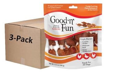 Good 'n' Fun Triple Flavored Rawhide Kabobs for Dogs, 36 count