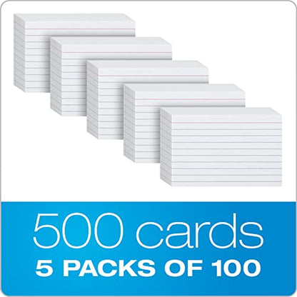 Oxford® Blank Index Cards, 3" x 5", White, 100 Per Pack