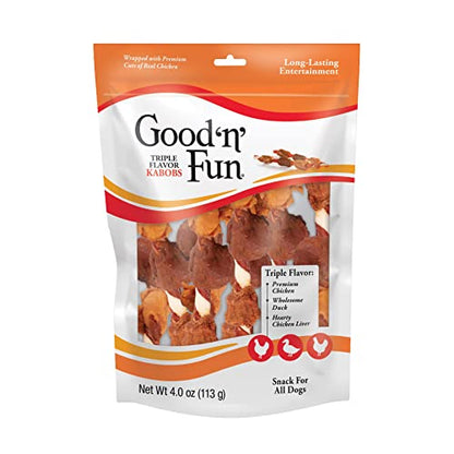 Good 'n' Fun Triple Flavored Rawhide Kabobs for Dogs, 36 count
