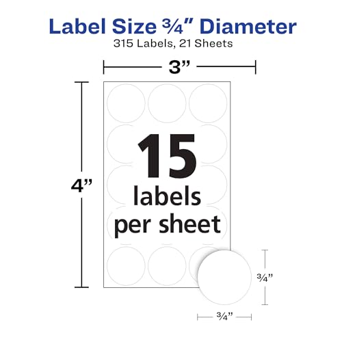 Avery Multi-Use 0.75" Round Removable Labels - White, 315 count