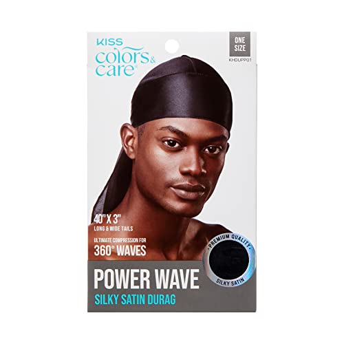 KISS Colors & Care Power Wave Silky Durag, One size - Black Satin