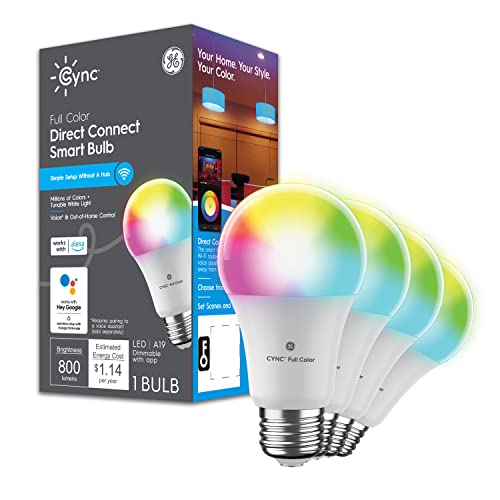 GE Lighting Cync A19 Smart LED Light Bulb, Color Changing Smart WiFi Light, Works with Alexa and Google Home