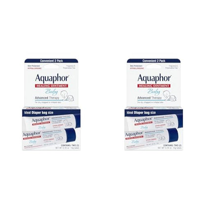Aquaphor Baby Healing Ointment To-Go Pack for Chapped Cheeks and Diaper Rash, 2 count
