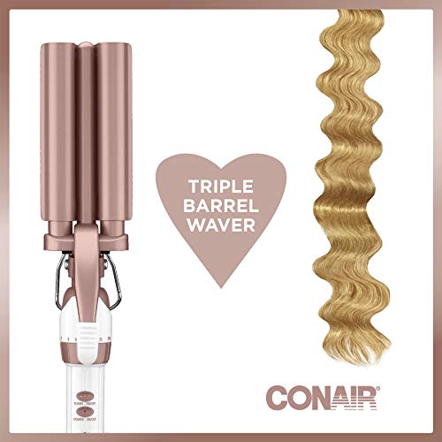 CONAIR Double Ceramic Three Barrel Hair Waver - White & Rose Gold