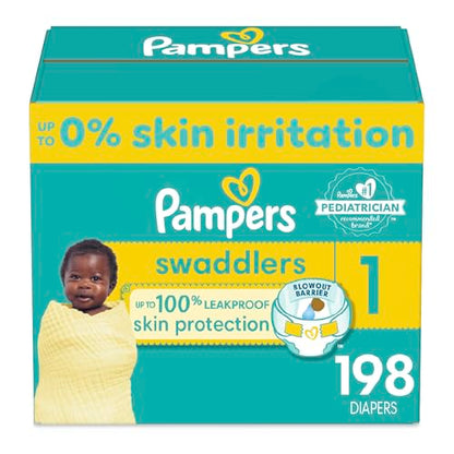 PAMPERS SWADDLERS SZ 1 DIAPERS 164CT DS