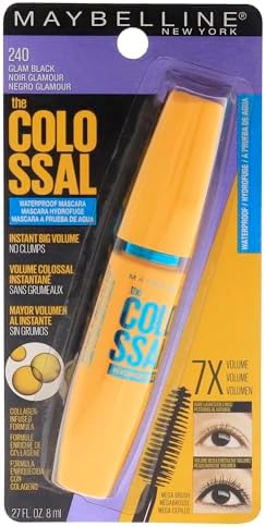 MAYBELLINE New York The Colossal Waterproof Mascara, 240 Glam Black, 0.27 oz