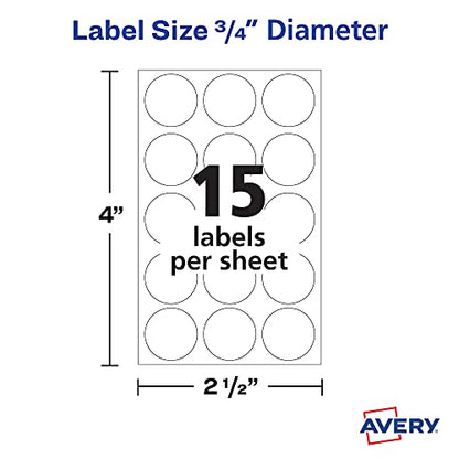 Avery Multi-Use 0.75" Round Removable Labels - White, 315 count