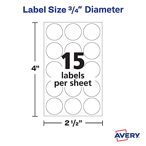 Avery Multi-Use 0.75" Round Removable Labels - White, 315 count