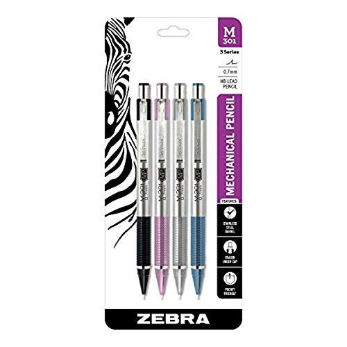 Zebra Pen M-301 Stainless Steel Barrel Mechanical Pencil, Medium Point