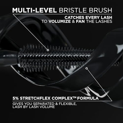 L'ORÉAL PARIS Voluminous Panorama Volumizing and Lengthening Washable Mascara, 700 Black, 0.33 fl oz